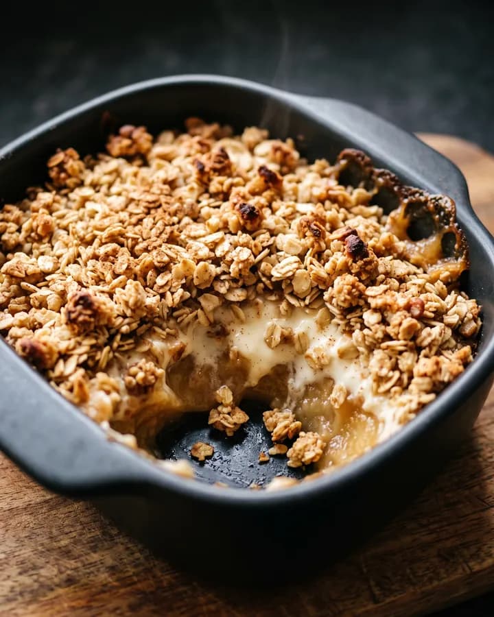 Illustration of a protein apple crumble
