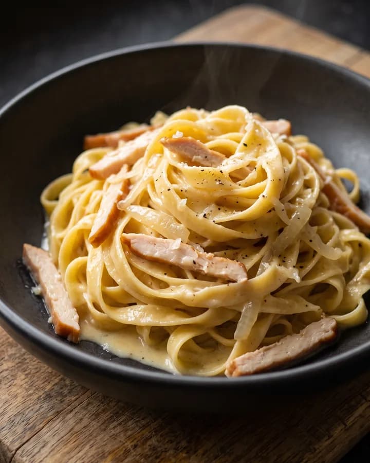 Illustration of smoked chicken carbonara